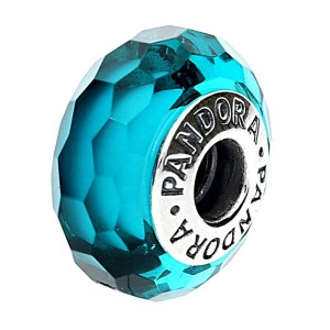 Pandora Beads Dazzling Murano Glass Teal Faceted Charm