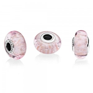 Pandora Beads Murano Glass Pink Glitter Charm
