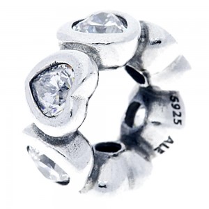 Pandora Spacers Heart Love Pave CZ Sterling Silver