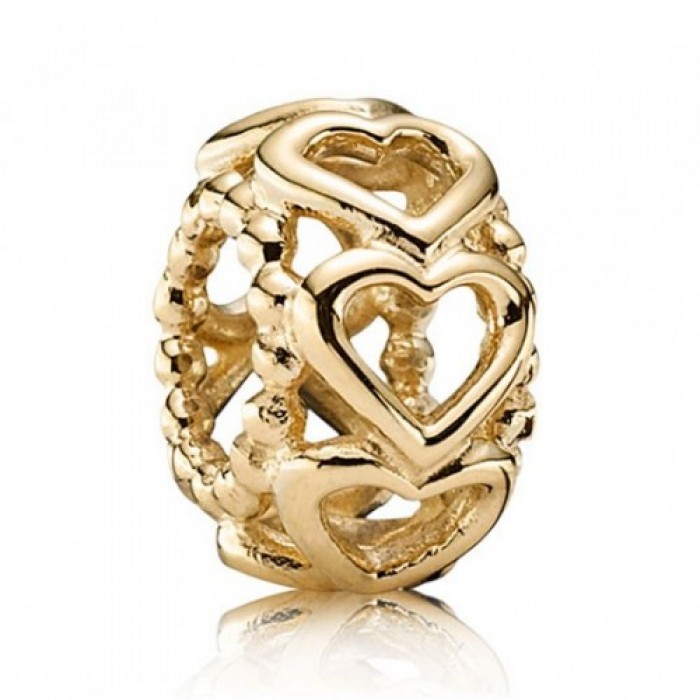 Pandora Spacers Hearts Love Gold