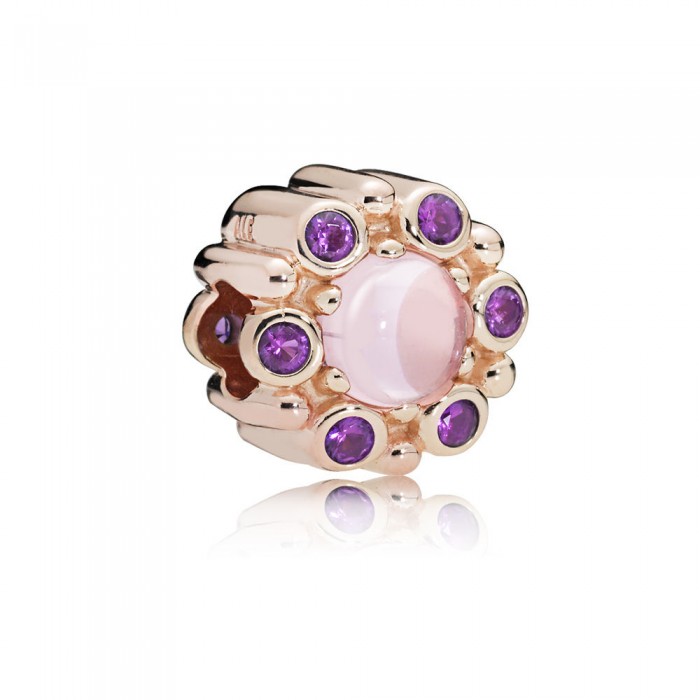 Pandora Charm Heraldic Radiance Rose Pink Purple Crystals