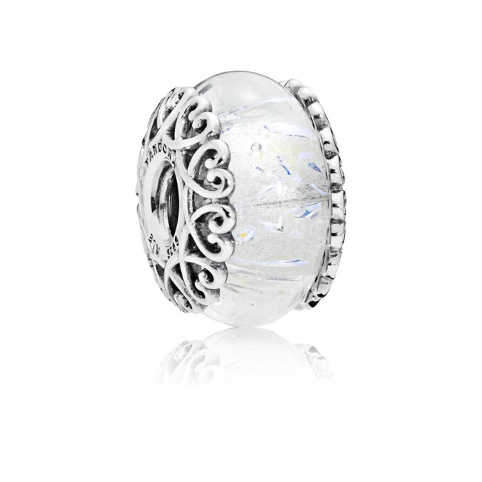 Pandora Charm Iridescent White Glass