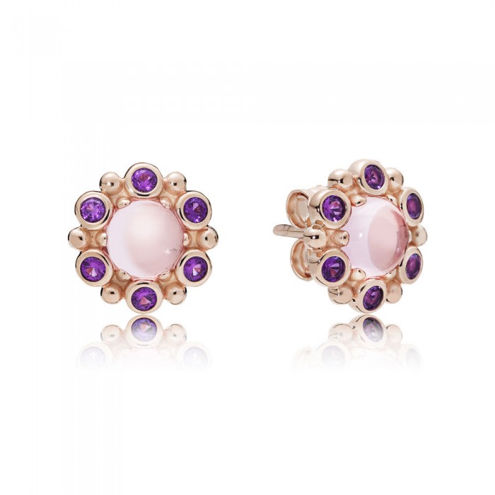 Pandora Earring Heraldic Radiance Rose Pink Purple Crystals