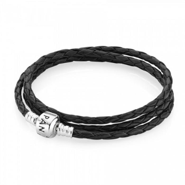 Pandora Bracelet Black Triple Leather