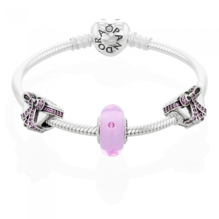 Pandora Bracelet Pink Present Love Complete CZ Silver