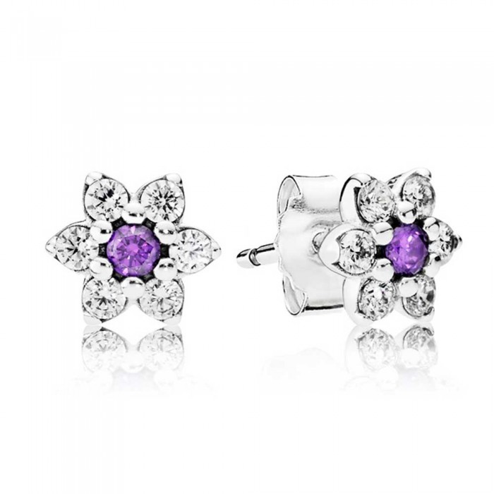 Pandora Earring Forget Me Not Floral Stud CZ