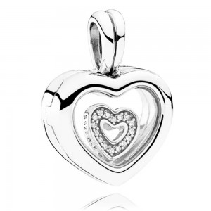 Pandora Necklace Petite Memories Floating Heart Love Locket Silver