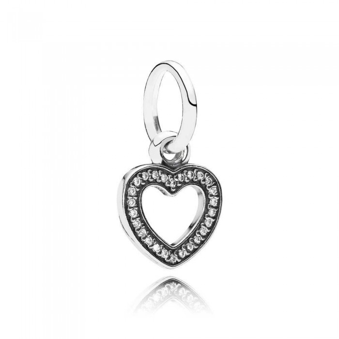 Pandora Necklace Silver Open Heart Dropper Love Pendant