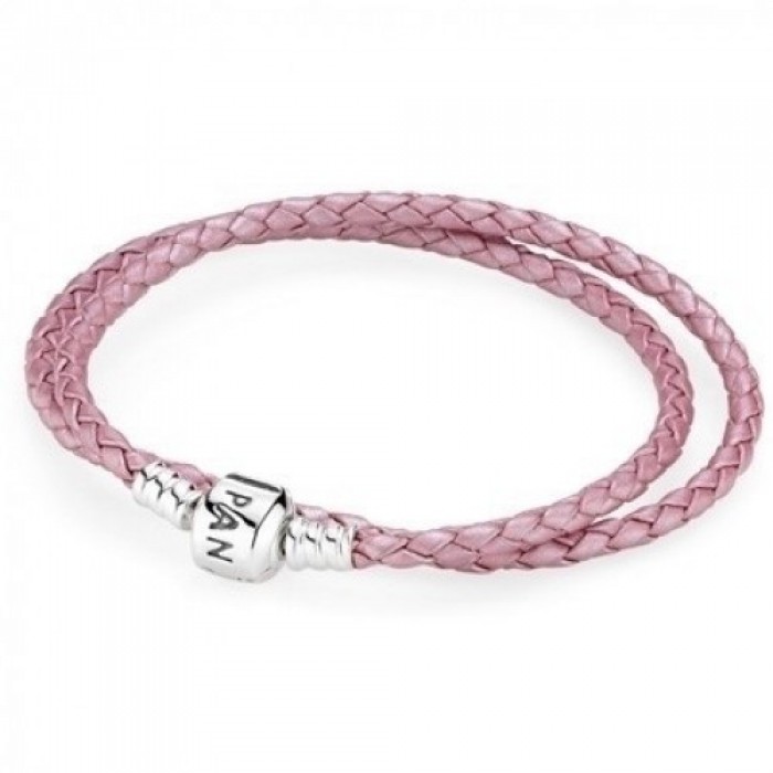 Pandora Bracelet And Pink Braided 925 Silver
