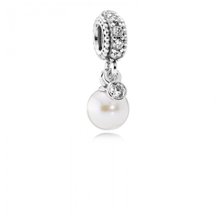 Pandora Charm Luminous Elegance Dangle White Pearl Clear CZ