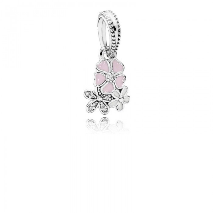 Pandora Charm Poetic Blooms Dangle Mixed Enamels Clear CZ