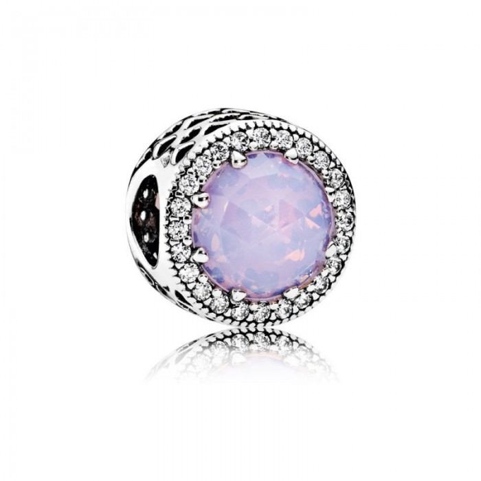 Pandora Charm Radiant Hearts Opalescent Pink Crystal Clear CZ