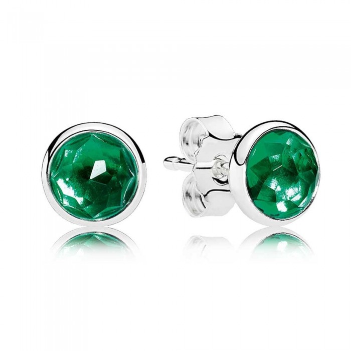 Pandora Earring May Birthstone Green Crystal Droplet