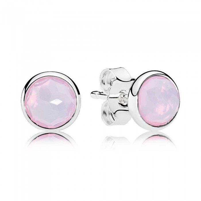 Pandora Earring October Birthstone Pink Crystal Droplet 925 Silver