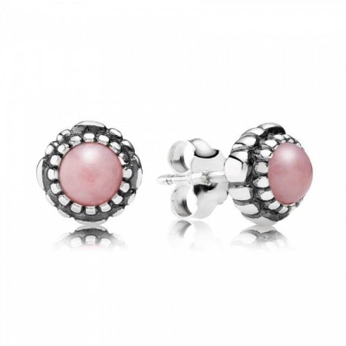 Pandora Earring October Birthstone Pink Opal Birthstone Stud