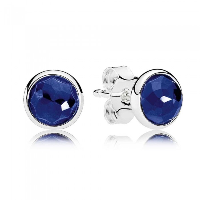 Pandora Earring September Birthstone Sapphire Droplet 925 Silver