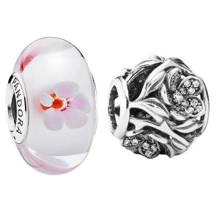 Pandora Charm Cherry Blossom Floral Silver