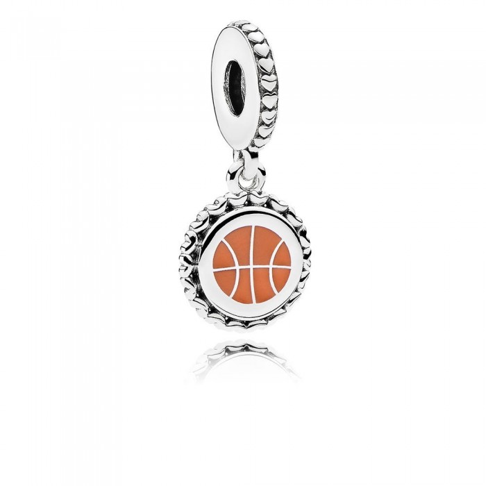 Pandora Necklace Basketball Dangle Mixed Enamel