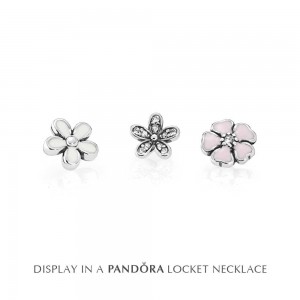 Pandora Necklace Poetic Blooms Petite Memories Floral Locket CZ