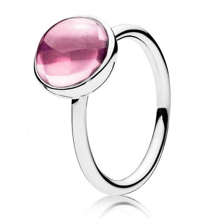 Pandora Ring Pink Poetic Droplet Sterling Silver
